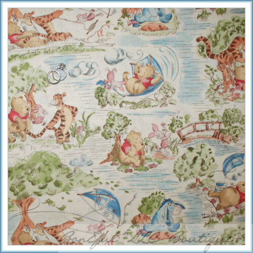 BonEful Fabric FQ Cotton Quilt VTG Winnie the Pooh Park Bear Piglet Baby Nursery - Picture 1 of 11