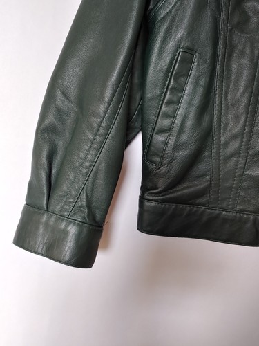 Vintage -SASHI NEW YORK - Boys - Green Leather Jacket - Size 4X - Snap down - Picture 8 of 13