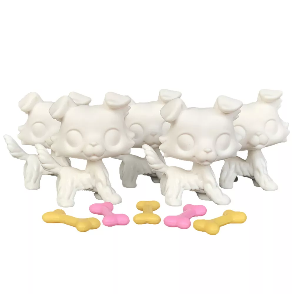 5pcs Lot White Base for Littlest Pet Shop collie dog DIY Paint with accessories