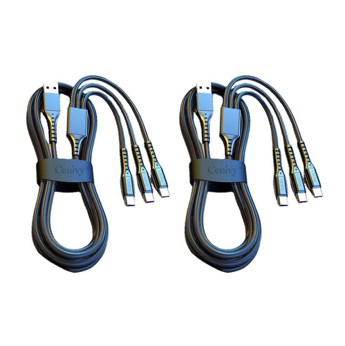 Cenivy 3 ft Multi Phone Charger Cable Braided Universal 3 in 1 Charging Cord - 第 1/7 張圖片