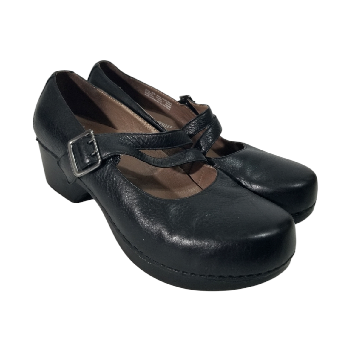 Dansko Black Leather Tina Mary Jane Platform Clogs Size 39 US 8.5-9-image