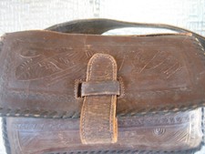 Nice Vintage Hand Made Tooled Brown Leather Camera Case Bag PRODUCTS OLVERA SA
