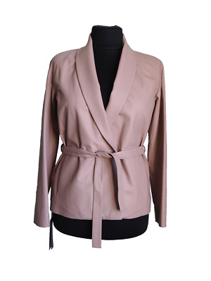 DROME New Leather Pink Blazer Jacket Belted Shawl Collar Made Italy Size S NEW