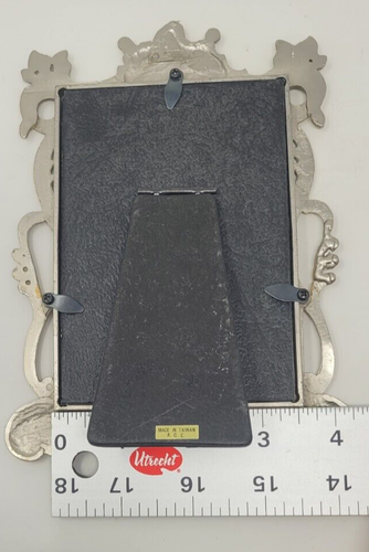 VTG Scroll Pewter Bronze Finish Floral Ornate Picture Frame Easel Back 3 1/2 x 5 - Picture 8 of 10