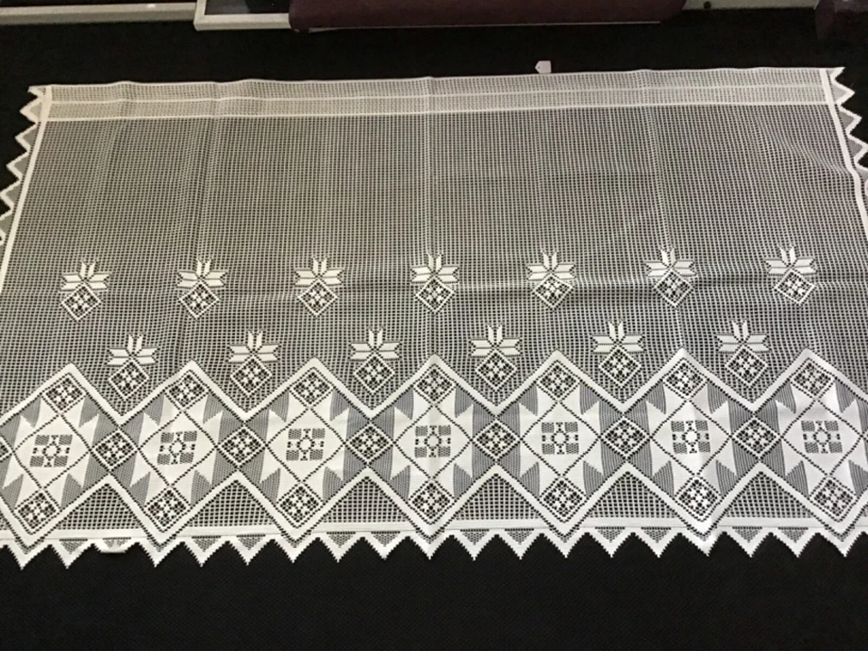 Edredón de retazos marfil encaje nivel ventana diseño 60'W x 35'L Foto 2 de 4