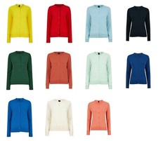 New Ladies Cardigan Full Sleeve Crew Neck Knit Knitted Cardi Cover up For Women