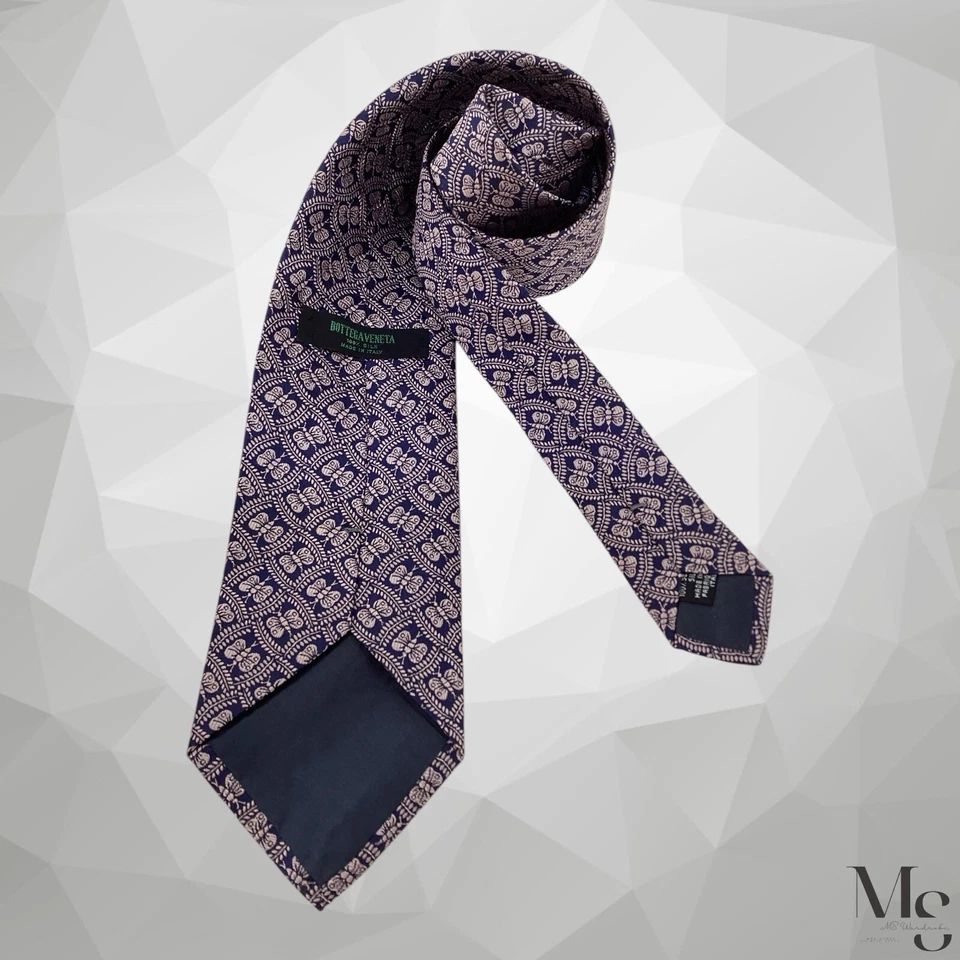 Corbata de seda BOTTEGA VENETA púrpura pastel estampado mariposa Italia con: 3,75" EX CD Foto 2 de 4