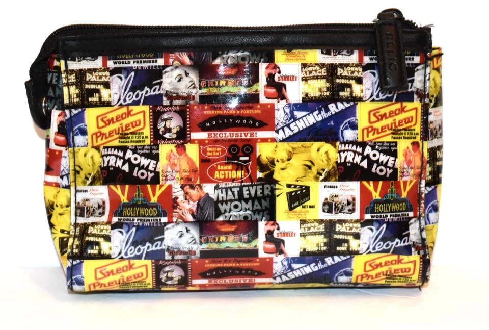 Relic Brand Vintage Movie Marques Zip Top Plastic Black Faux Leather Clutch Bag - Image 2 of 4