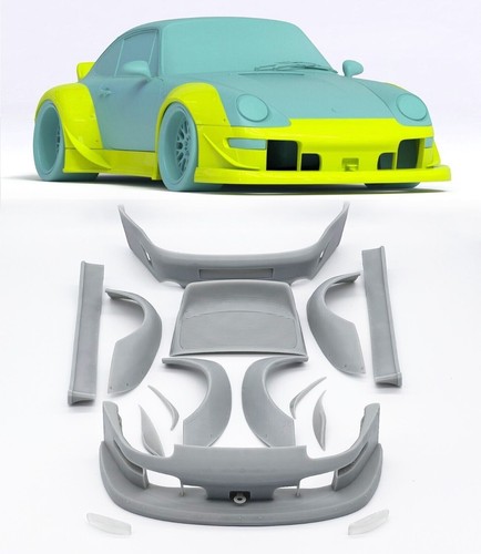 1:24 RWB Style Widebody Transkit For Porsche 911 993 Ducktail or GT2 ...