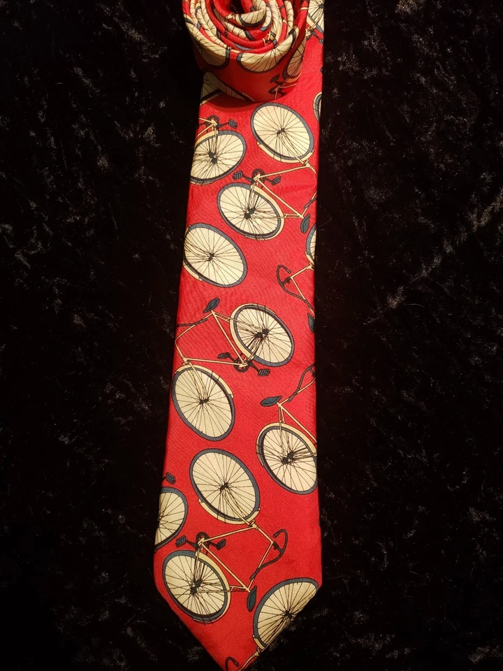 Corbata para cuello de bicicleta Lands' End para hombre roja blanca gris estampada desgaste profesional Foto 3 de 4