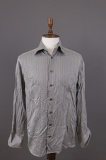 Vintage Eton Gray Striped Long Sleeve Button Down Shirt
