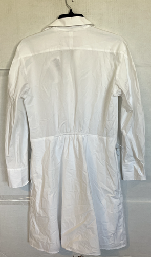 VINCE Cotton Drawcord Ruched Shirt Dress IN WHITE WOMENS SIZE S SMALL NEW - Picture 3 of 6