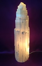 15"-18" Extra Large Selenite Lamp And Cord Selenite Tower Gemstone Lamp Reiki.