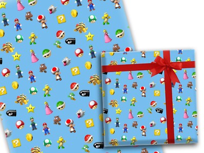Super Mario Figuren Geschenkpapier Gaming Geschenk Nintendo Switch Video
