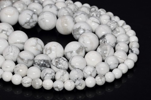 Cuentas sueltas de piedras preciosas redondas grado Howlita natural AAA 4-5/6/8-9/10-11/12/15-16 MM - Imagen 2 de 13