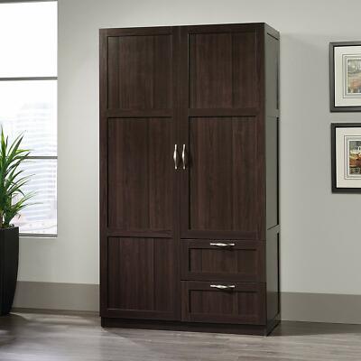 Dk Cherry Finish Armoire Wooden Wardrobe Storage Cabinet Closet Drawer Organizer
