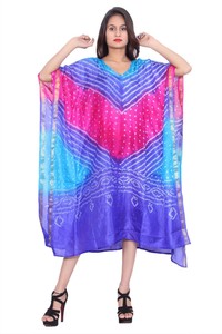 Details About Indian Bondage Hand Work Designer Caftan Maxi Silk Luxury Beachwear Kaftan Dress