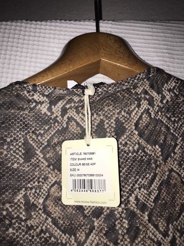 Review Damen Maxi Kleid Neu Gr M Schlangen Muster Stretch - Bild 7 von 14