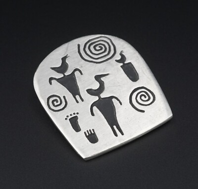 Alice Seely Urban Fetishes Tribal Pin New Mexico Southwest Pewter 1.75'' OS619