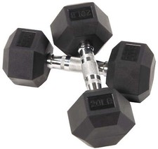 Rubber Encased Hex Dumbbells 20Lbs Pair Full Body Workout Fitness Dumbbells US