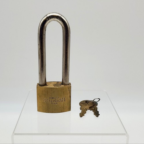 American 60 Series Padlock 3-1/8" L x .375" D Shackle 1-3/4" Brass Body USA Made