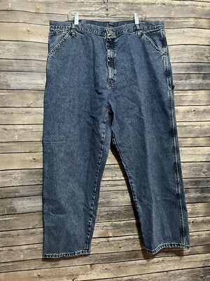 Wrangler Men's 100% Cotton Carpenter Utility Work Denim Blue