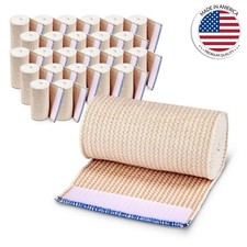 Nexskin 4" (25 Pack) Organic Cotton Bandages Wrap Hook/Loop Fasteners USA Made