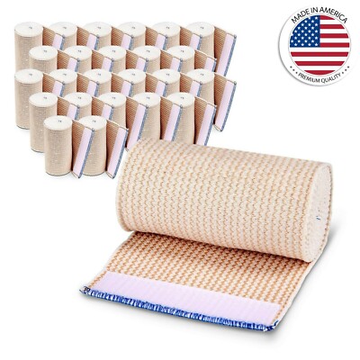 Nexskin 4'' (25 Pack) Organic Cotton Bandages Wrap Hook/Loop Fasteners USA Made