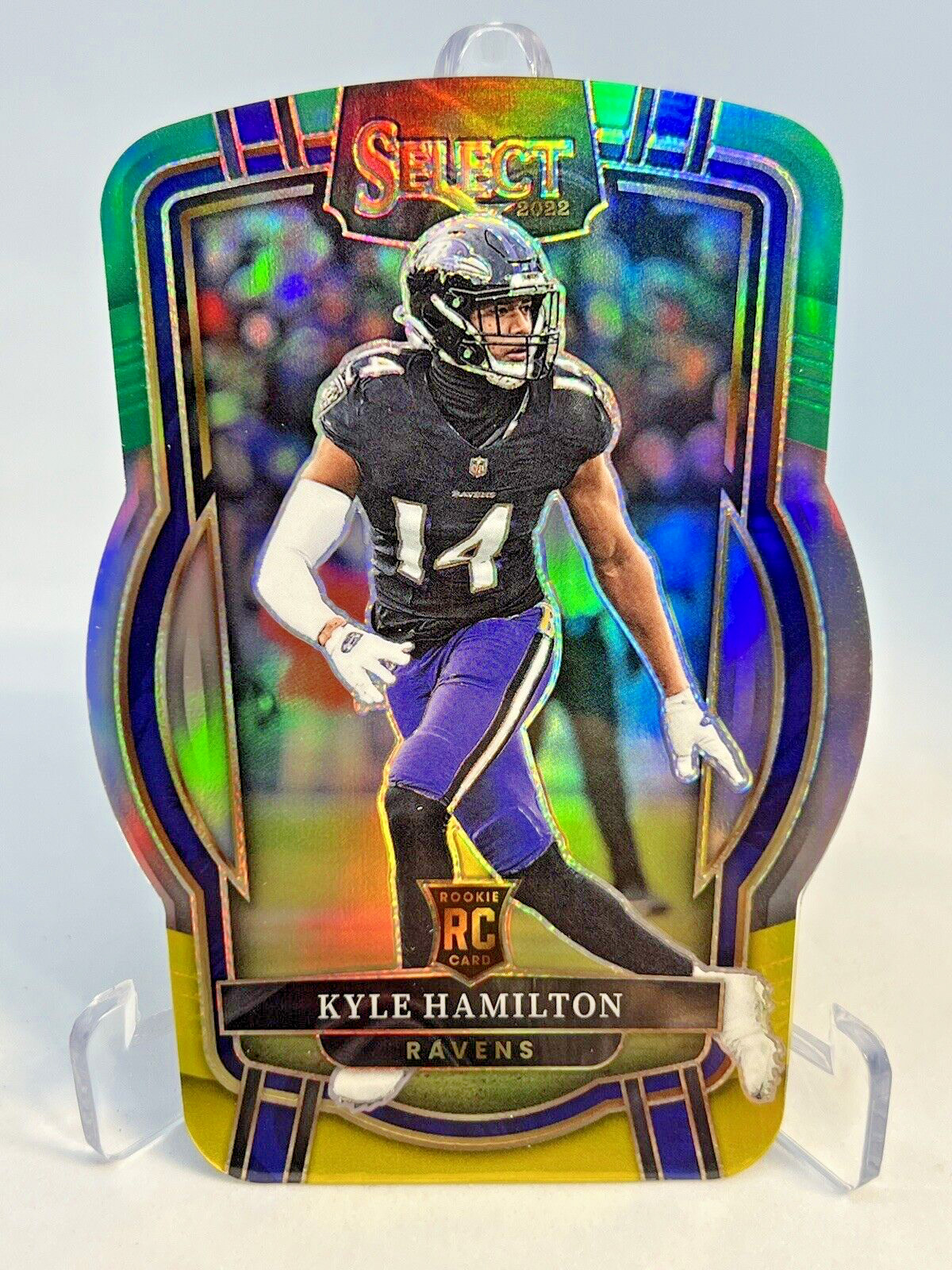 2022 Select Club Level Die Cut Green Yellow Kyle Hamilton RC Rookie #294 Ravens