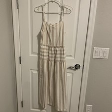 NWT Women's Universal Thread Beige Cream Striped Midi Sundress Size M