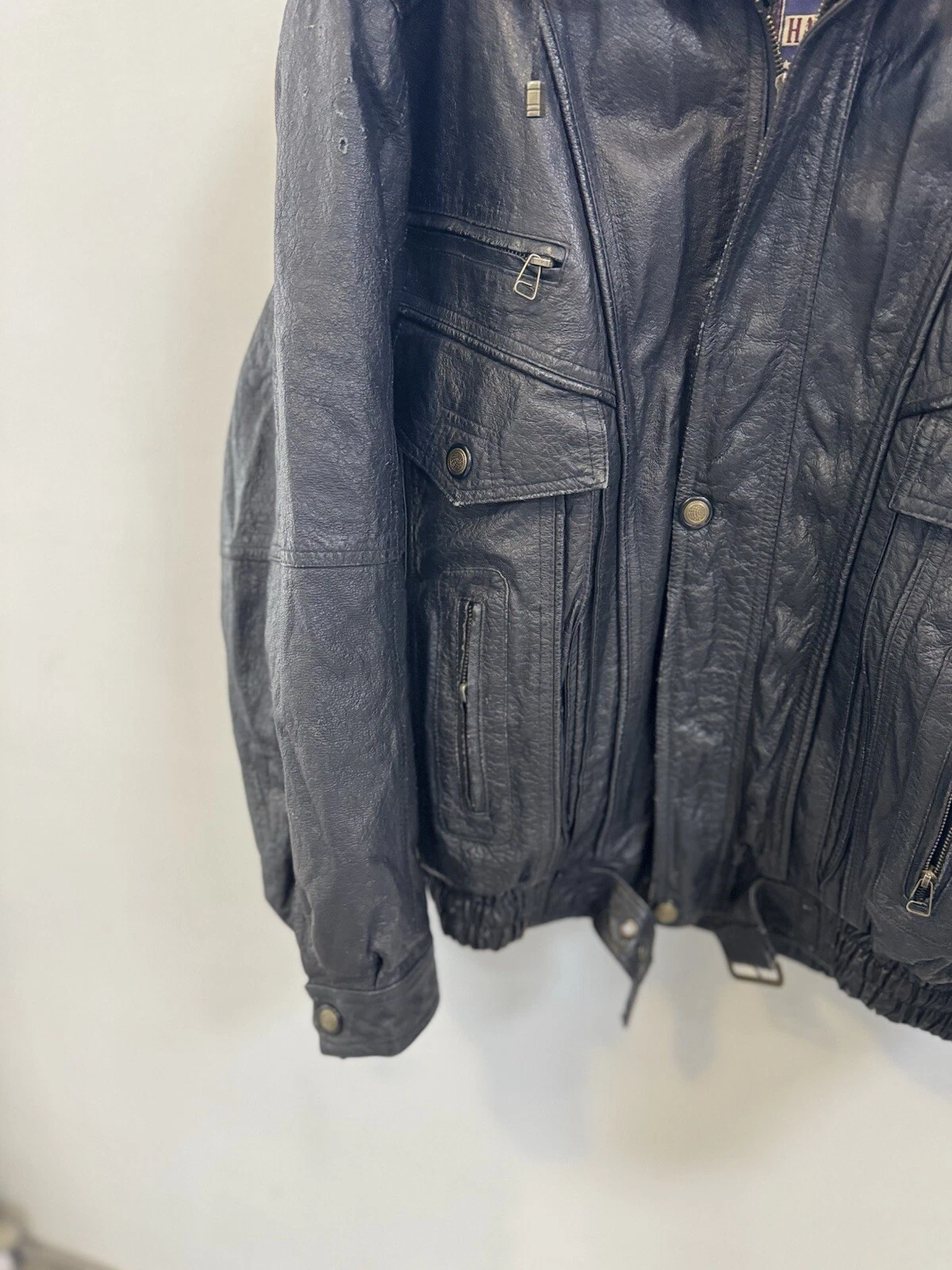 GUCCI Giacca Bomber Giacca Moto Pelle Nera Pazzesca Anni 90 00 Hype Omium