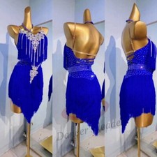 Latin Dance International Stage Competition Flower Diamond Tassel Samba Dress