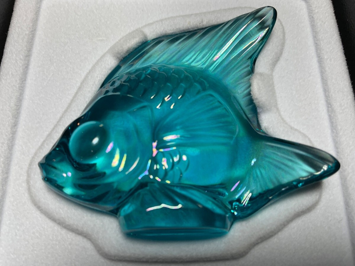 Lalique Crystal Fish Turquoise CACHET Poisson Menthe Design