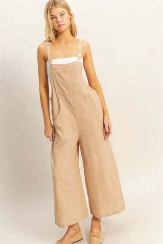 Wide Leg Textured Overalls – Casual Jumpsuit Loose Fit Summer Style Size S - L