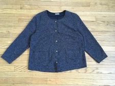 Basler Button Up Blue Lightweight Jacket Coat Pockets Cotton Blend Women Size 10