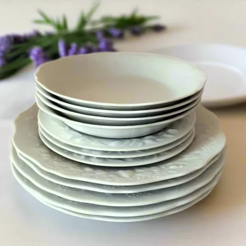 12 Limoges Porcelain Plates/Bowls. French Country Style. Mismatched Dinnerware
