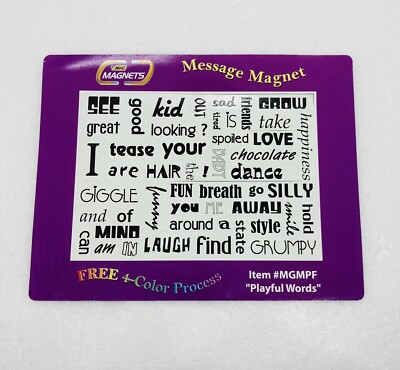 Vintage BIC Fridge Message Magnets Sheet Playful Words Fun Games C3