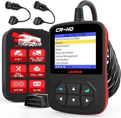 LAUNCH 12/24V Heavy Duty Truck Scanner All System Fit for Cummins/Mack/Peterbilt