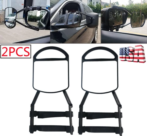 Car Truck Trailer Towing Dual Mirror Universal Clip-On Extension Towing Mirror*2