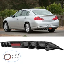 For Infiniti G25 G37 Sedan Carbon Fiber Rear Bumper Diffuser w/ LED Brake Light