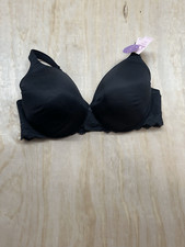 Cacique Bra 46 D Black Underwire Full Coverage Satin New!