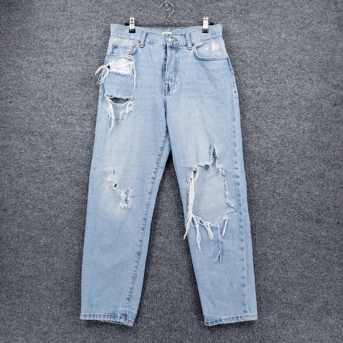 Forever 21 Jeans Womens 28 High Rise Mom Button Distressed Light Wash Blue  Denim | eBay