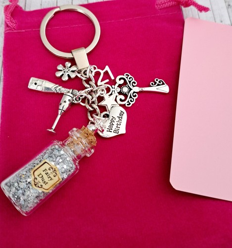 13th,16,18,21st,25th,30,40,50,60,65,70,80th Happy birthday, fairy dust key ring - Picture 2 of 10