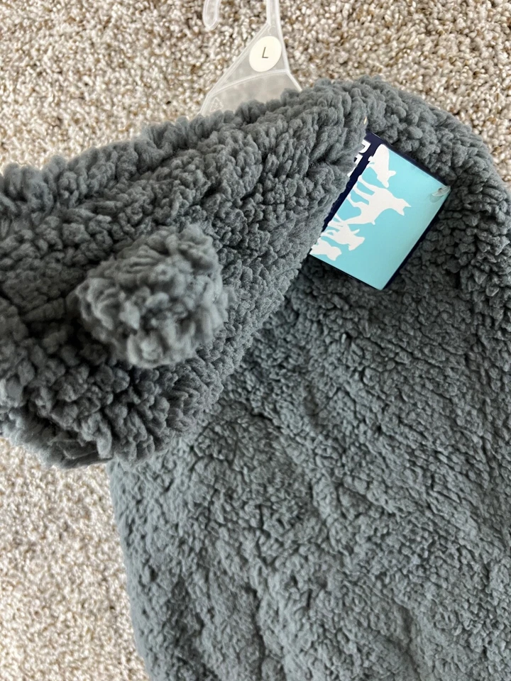 Sudadera con capucha Sherpa gris talla L para perro con orejas camisa ropa de exterior para mascotas cálida mascota Foto 2 de 4