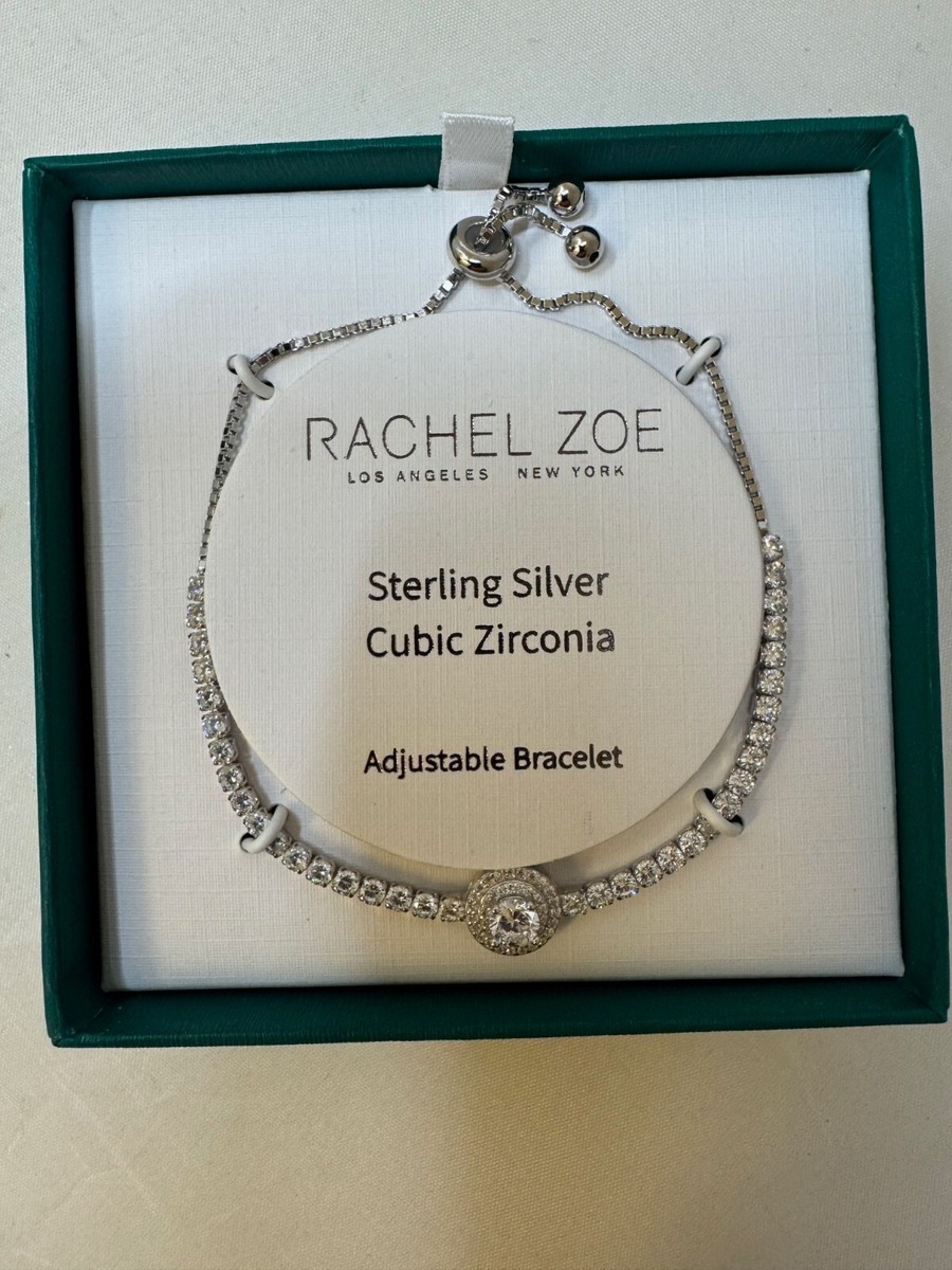 Rachel Zoe Sterling Silver Bracelet With Cubic Zirconia Stone NEW