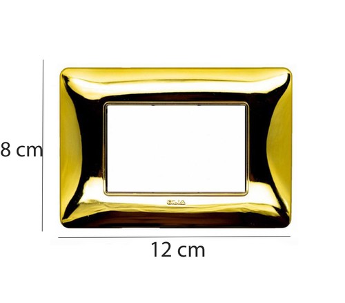 Placca Interruttore Luci Oro Lucido Compatibile Matix 3 Moduli Placchetta C8803 - Foto 4 di 4
