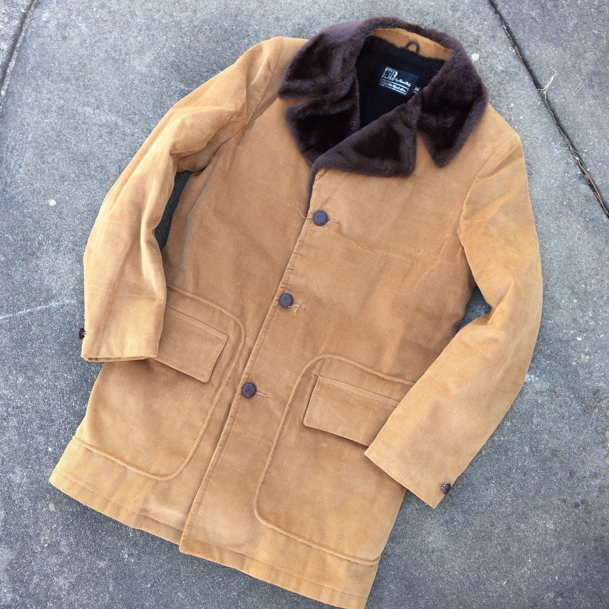 Vintage 70s Corduroy Mens Mod Retro Atomic Mackinaw Hippy Work