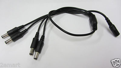 50 pcs DC 1 to 4 Power Splitter Cable Cord For CCTV Camera, 1 Female to 4 Male