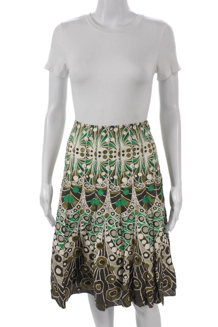 Elie Tahari Womens A-Line Linen Skirt Knee-Length Multicolor Size S