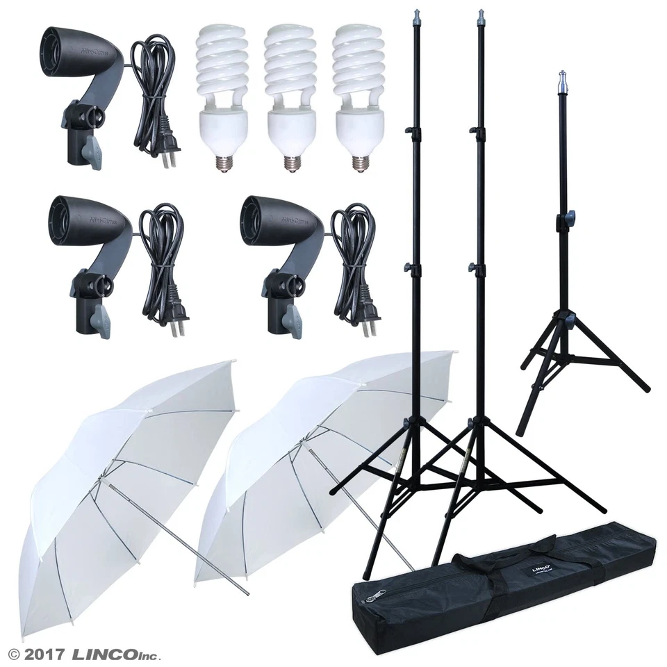 Lincostore Fotografía Foto Retrato Estudio 600W Paraguas Iluminación Continua K Foto 2 de 4